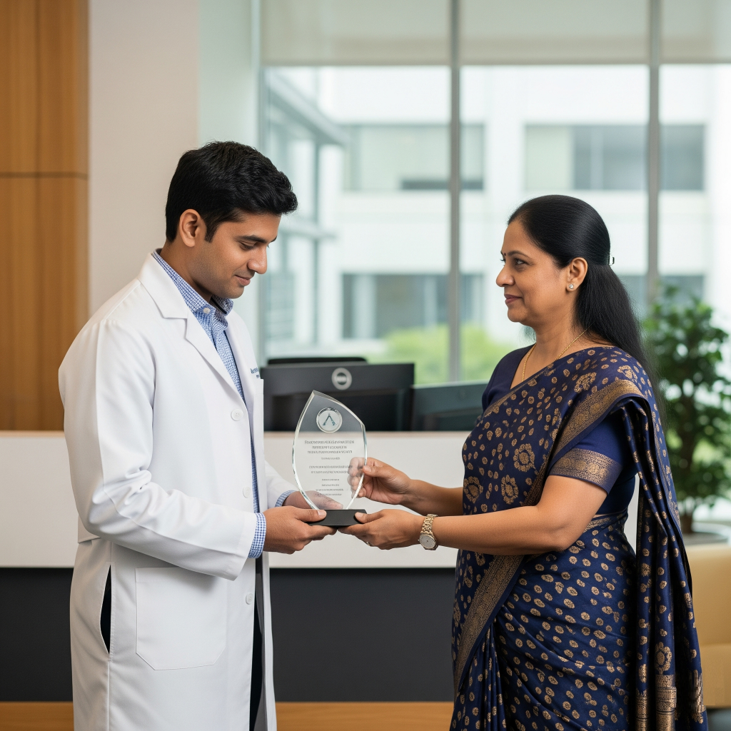 Doctor receiving  award